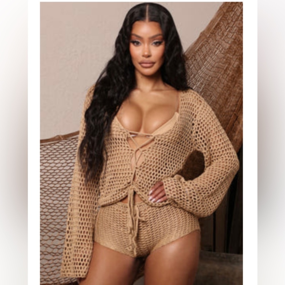 Fashion nova 	 	
Out All Summer Crotchet Cover Up Set - Taupe